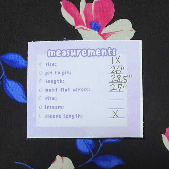 CALVIN KLEIN Black Floral Top Sz 1X Sleeveless Button Up Collar Tank Longline - Picture 2 of 10